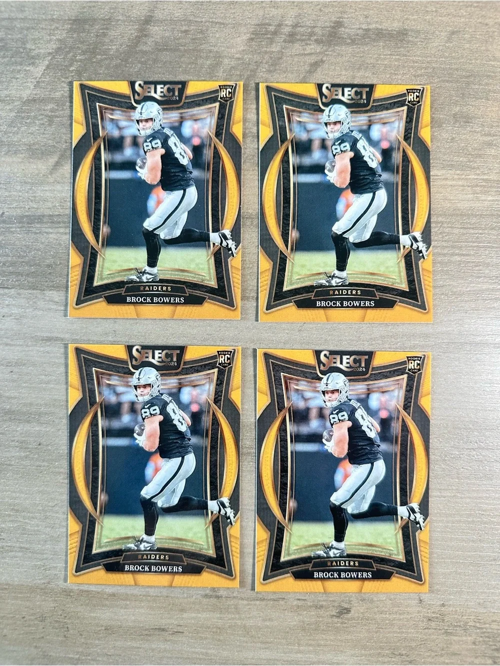 Brock Bowers Rookie Lot of (4) 2024 Panini Select 5/10 #31 Novelty Cards.